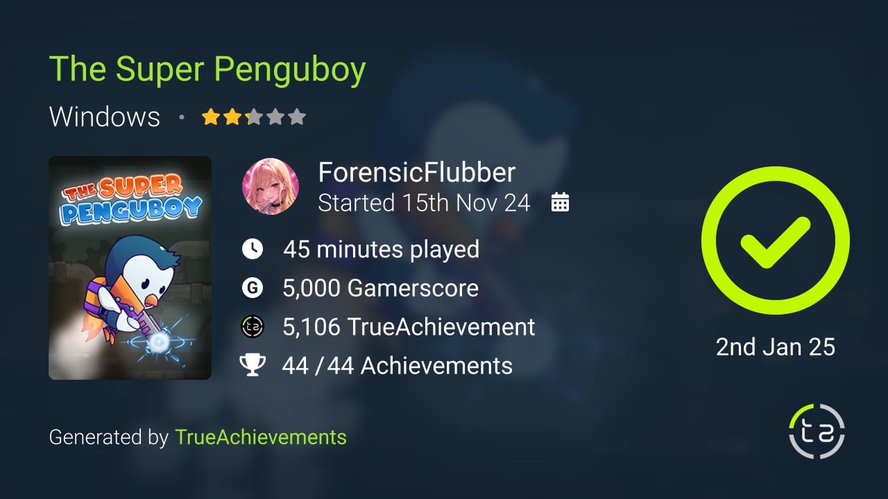 The Super Penguboy achievement summary